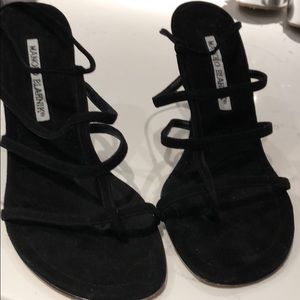 Blk suede sandals